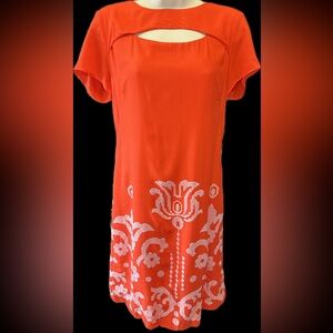 Eva Franco Coral Embroidered Dress - Size 2 (NWT)